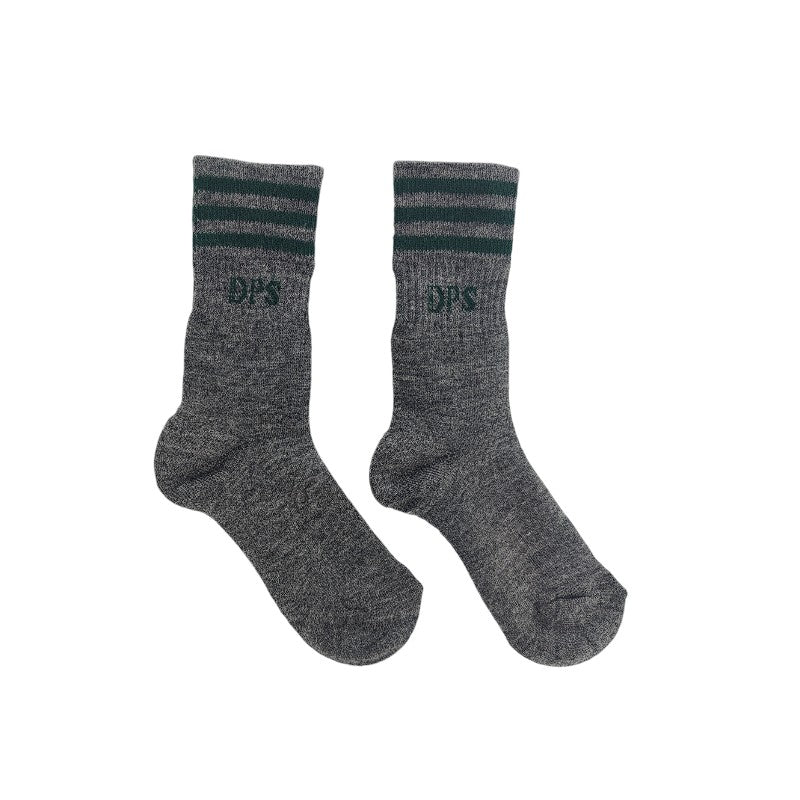 SOCKS GREY WITH THREE GREEN STRIPES DPS INP
