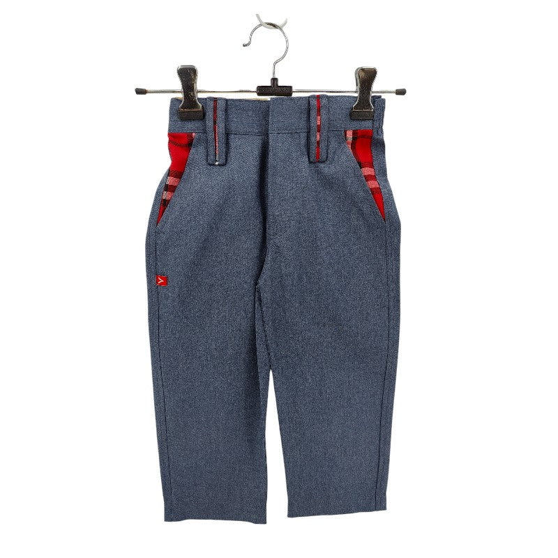 FULL PANT EL GREY/RED CHK (GR NUR, LKG & UKG) DPS INP WORSTED