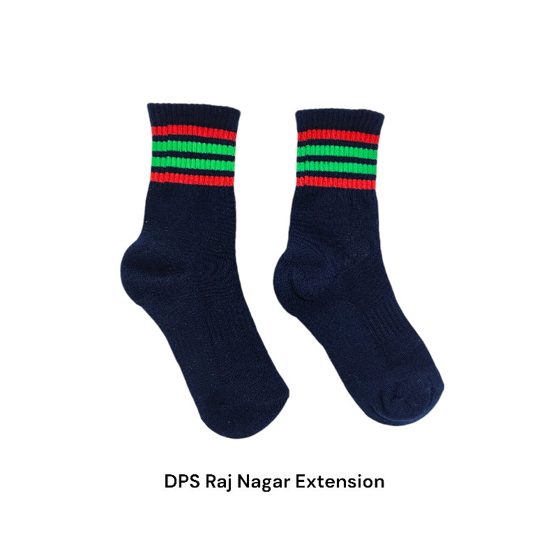 CUSHION SOCKS JR NBLUE/RED/GR/WHT (GR NUR, LKG & UKG) DPS INP COTTON LYCRA