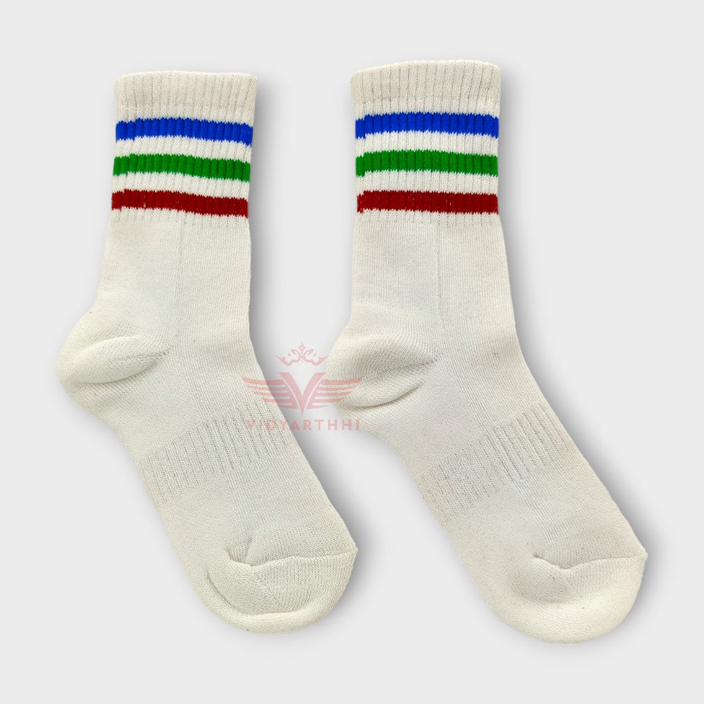 SOCKS- WHITE/B.R.G (NUR TO KG SR) DPS NAVI MUMBAI COTTON LYCRA