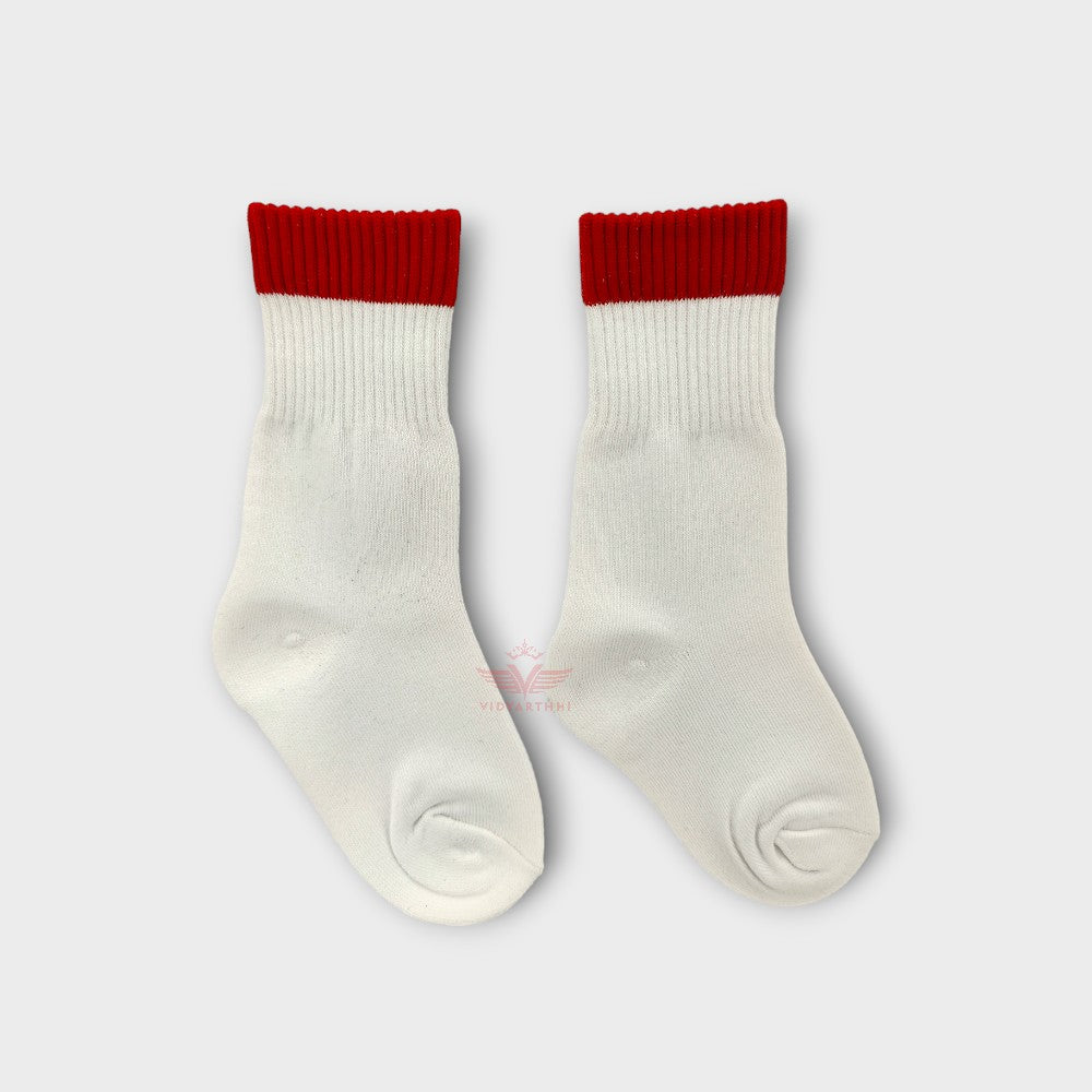 SPORTS SOCKS WHITE/RED GAURS INTERNATIONAL COTTON LYCRA