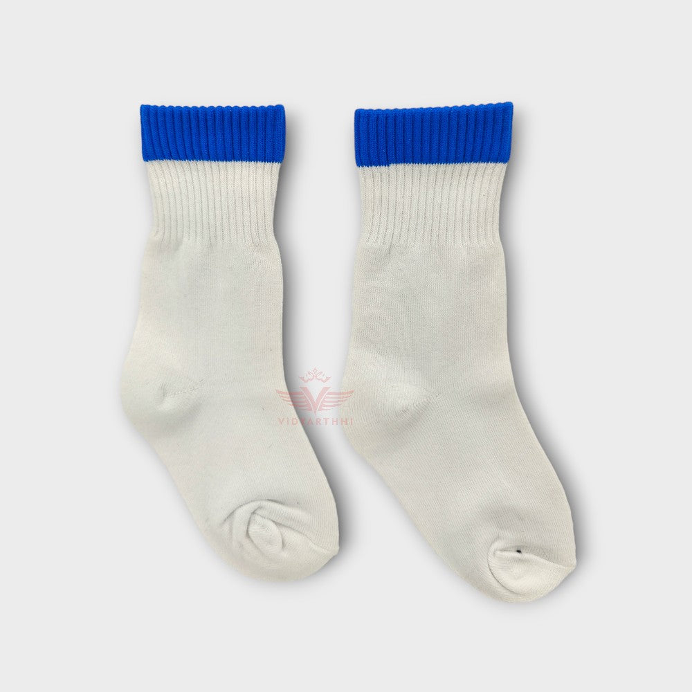 SPORTS SOCKS WHITE/BLUE GAURS INTERNATIONAL COTTON LYCRA