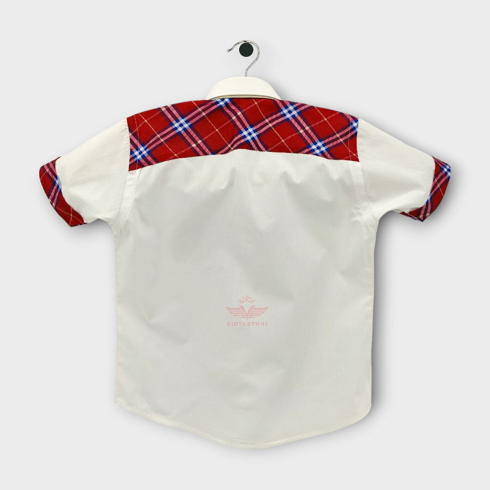 SHIRT H/S BOYS OFF WHITE/RED CHECK (NUR) DPS NAVI MUMBAI INDICA