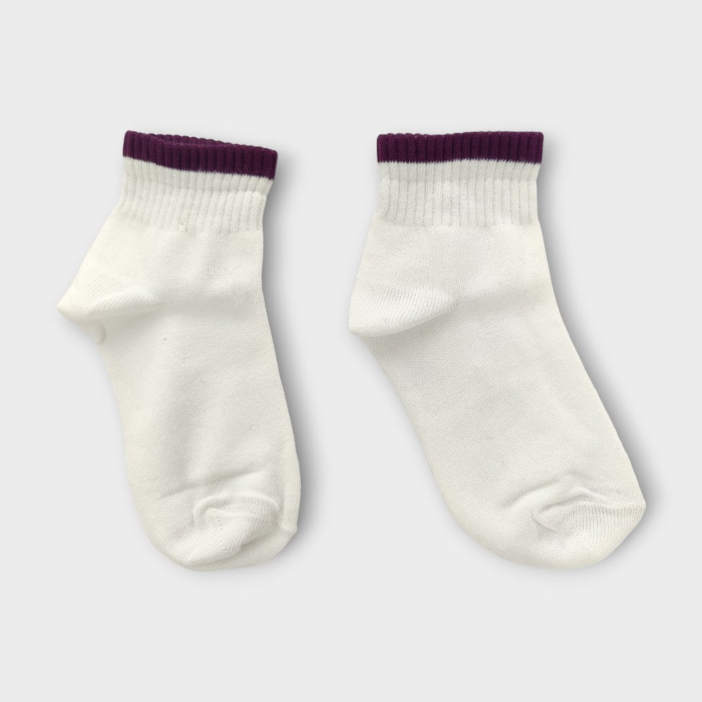 SOCKS ANKLE LENGTH WHITE/PURPLE SUPERMAN LADY IRWIN SCHOOL COTTON LYCRA