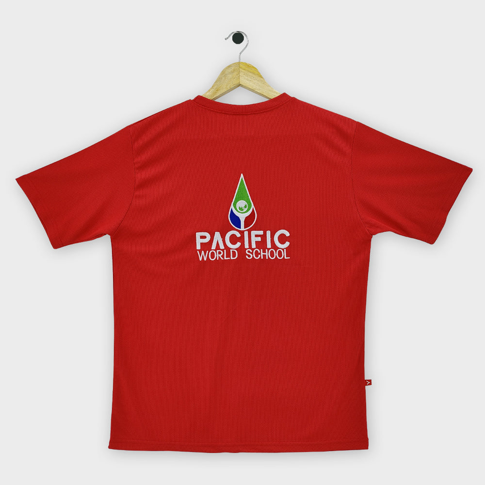 T-SHIRT R/G/Y PACIFIC  W. SCHOOL DRY FIT RED