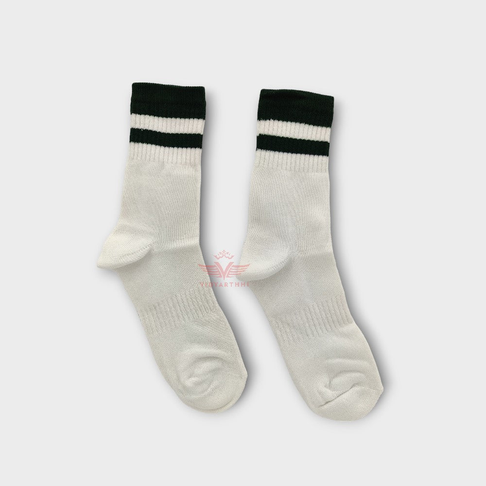 CUSHION SOCKS WHITE / GREEN  DPS INTERNATIONAL LYCRA COTTON