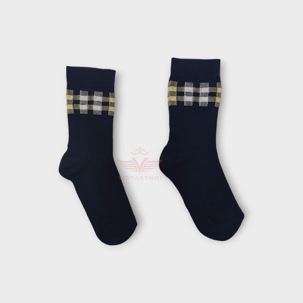 SOCKS N BLUE/BU CHK MPS SHALIMAR BAGH  LYCRA COTTON