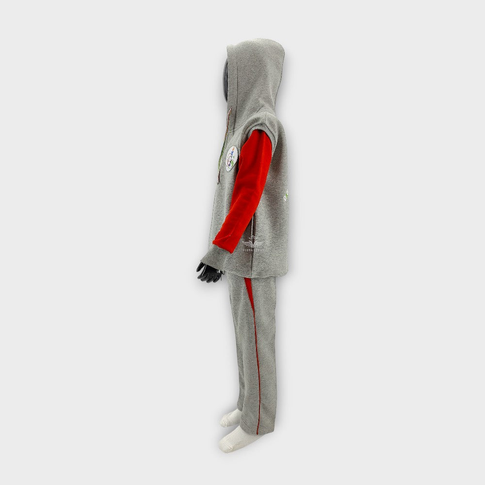 LOWER GREY MILANGE GAURS INTERNATIONAL PC FLEECE RED